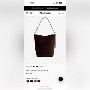 Madewell The Essential Bucket Tote in Suede-Dark Carob